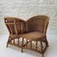 Vintage rattan confidant sofa