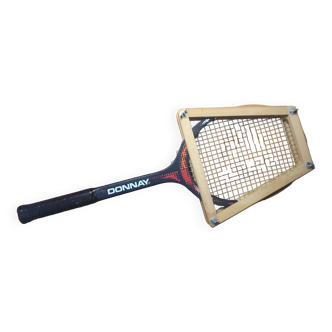 Ancienne raquette tennis donnay borg nr 1  bois + cadre protection vintage #a367