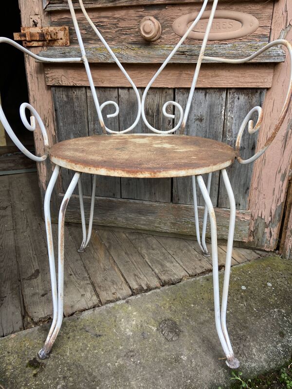 Paire de fauteuils de jardin fer forgé vintage 60s