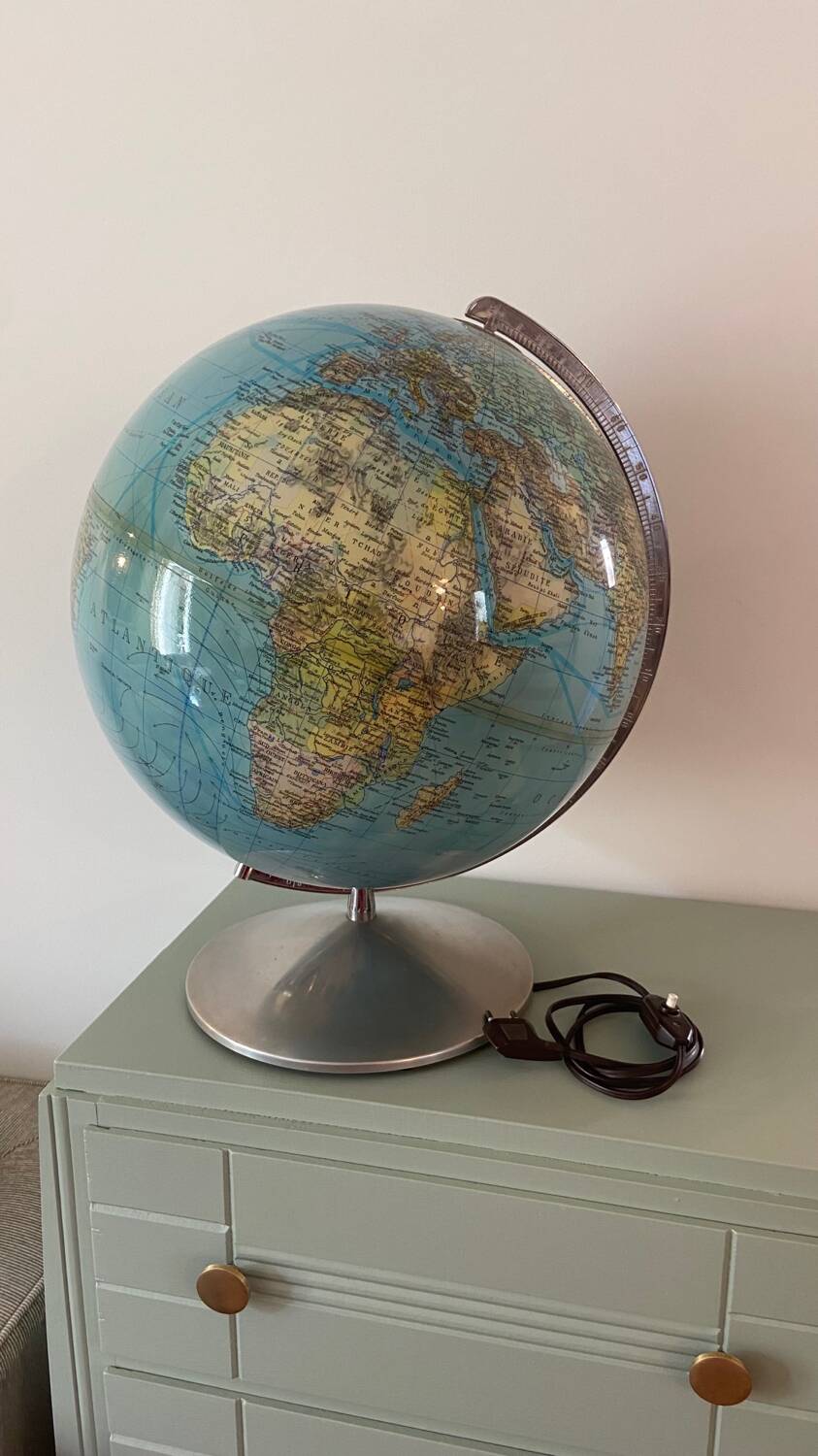 Very large luminous terrestrial globe Hercules 1960