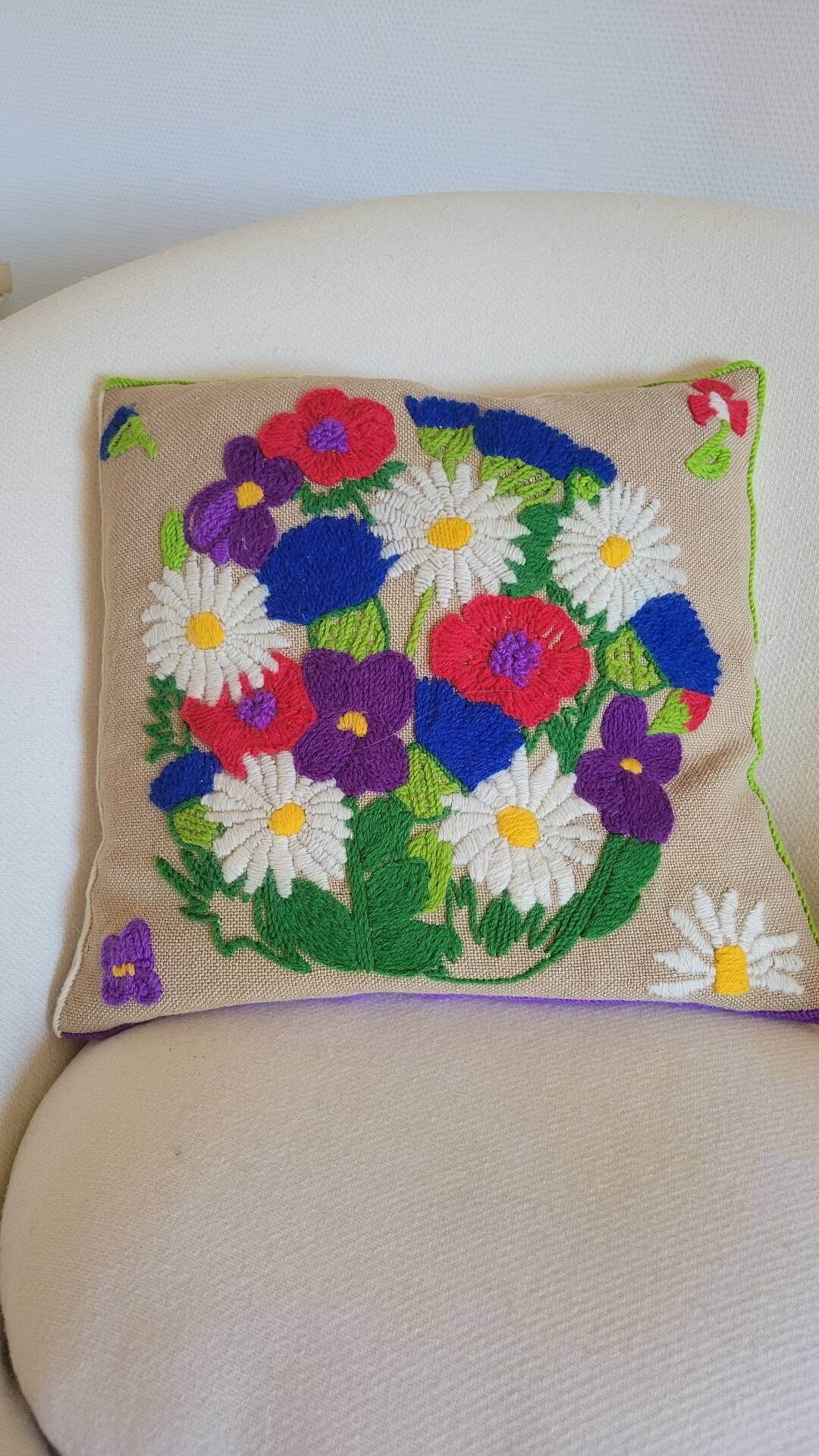 Vintage embroidered cushion