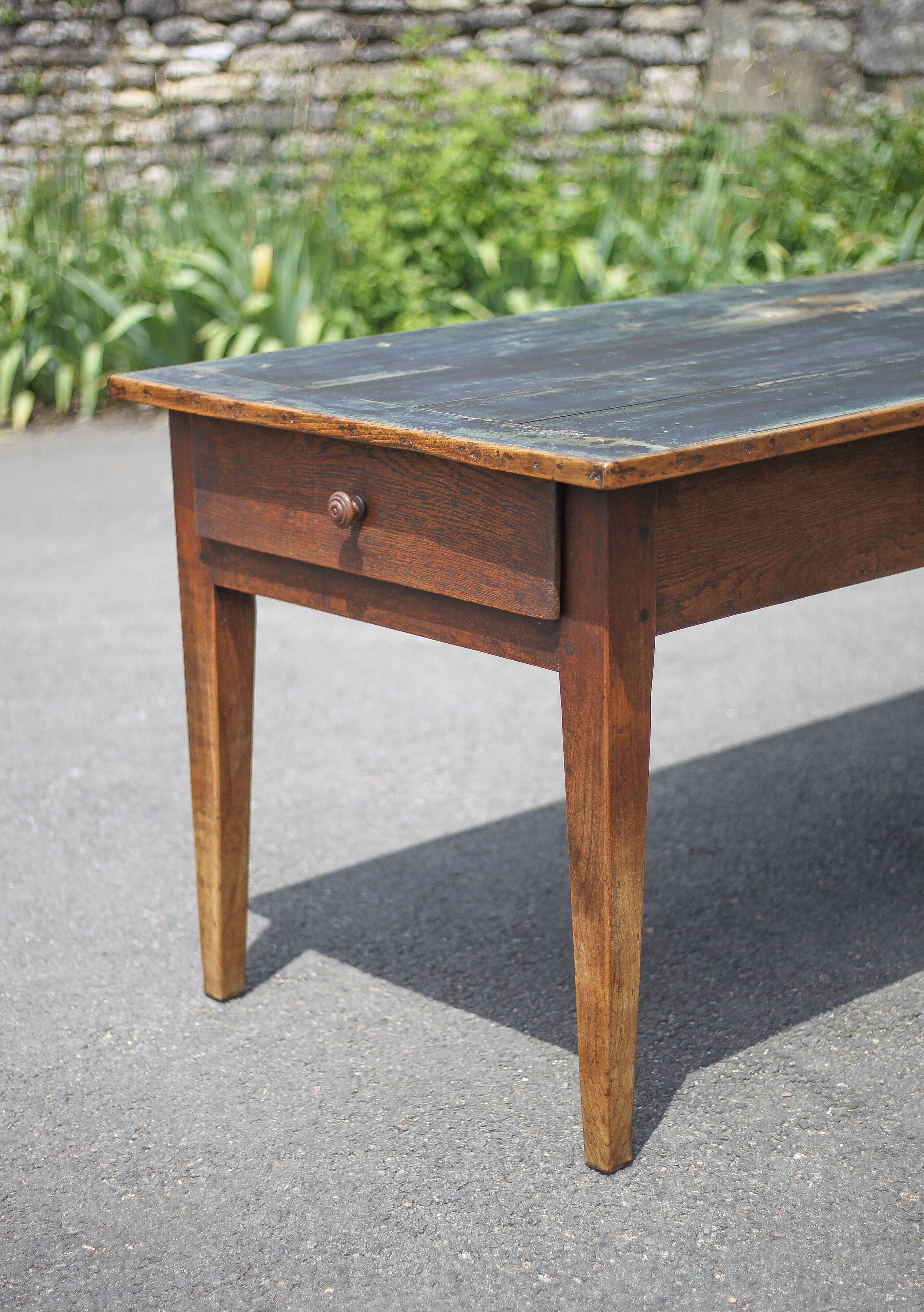 Farmhouse table and its 2 benches, living room table, wooden table with pair of wooden benches
