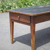 Farmhouse table and its 2 benches, living room table, wooden table with pair of wooden benches