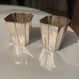 Cache pot centre de table en metal argenté
