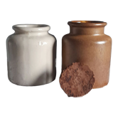 2 anciens pots à moutarde en grès, vintage