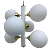 Kaiser Leuchten Sputnik in brass and metal with 6 opaline bulbs