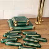 Flat rest, bottle coasters and Art Deco knife holders