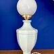 Vintage table lamp in blue ceramic and white opaline.