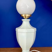 Vintage table lamp in blue ceramic and white opaline.