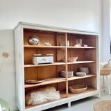 Large antique school wardrobe/bookshelf in solid pine – 1950