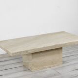 Table basse minimaliste géométrique en travertin italien des années 1970. Style vintage et moderne.