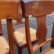 4 Landais chairs with solid oak cross frames, straw seats.