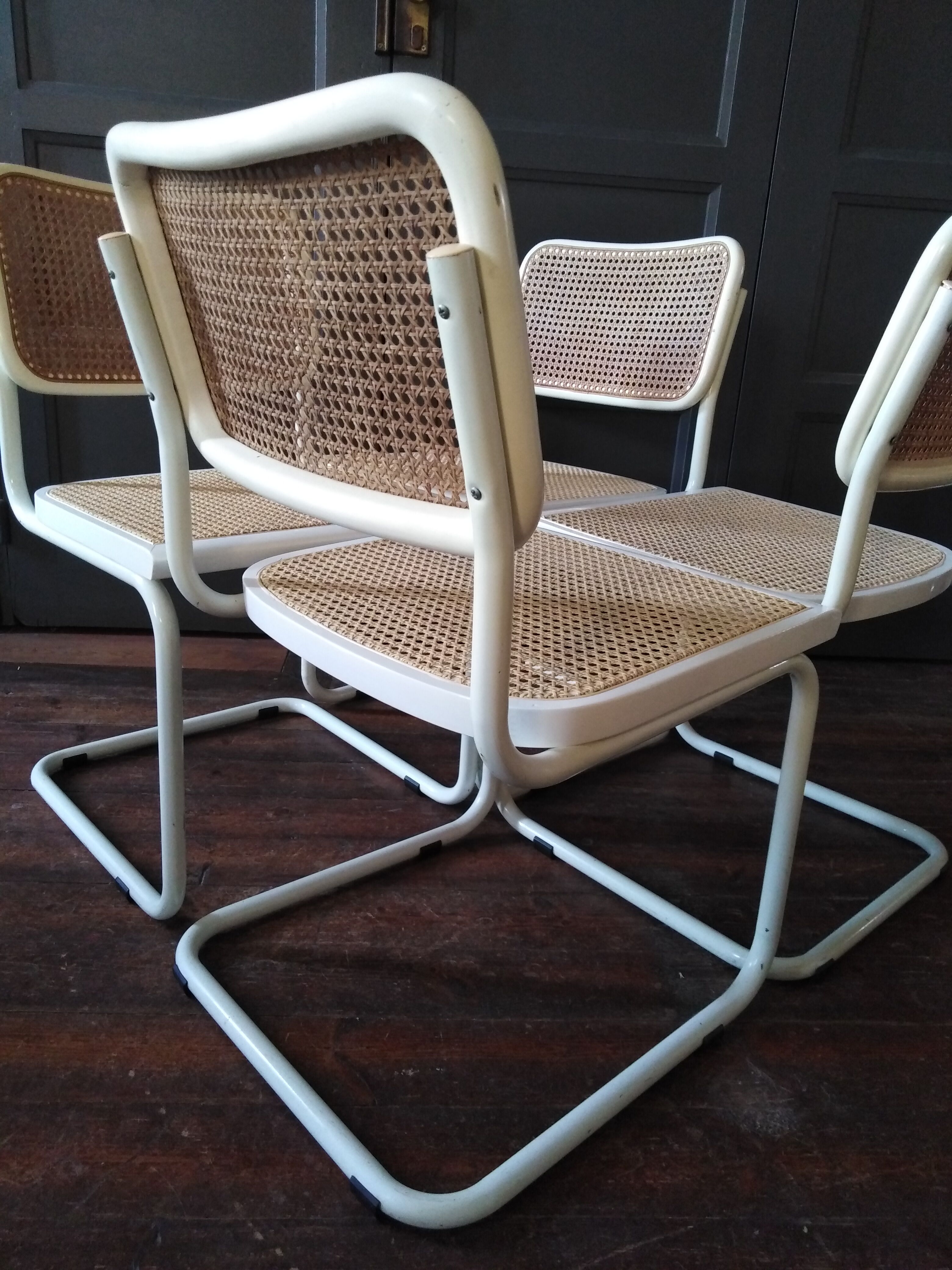 White Cesca B32 Marcel Breuer chairs 1970