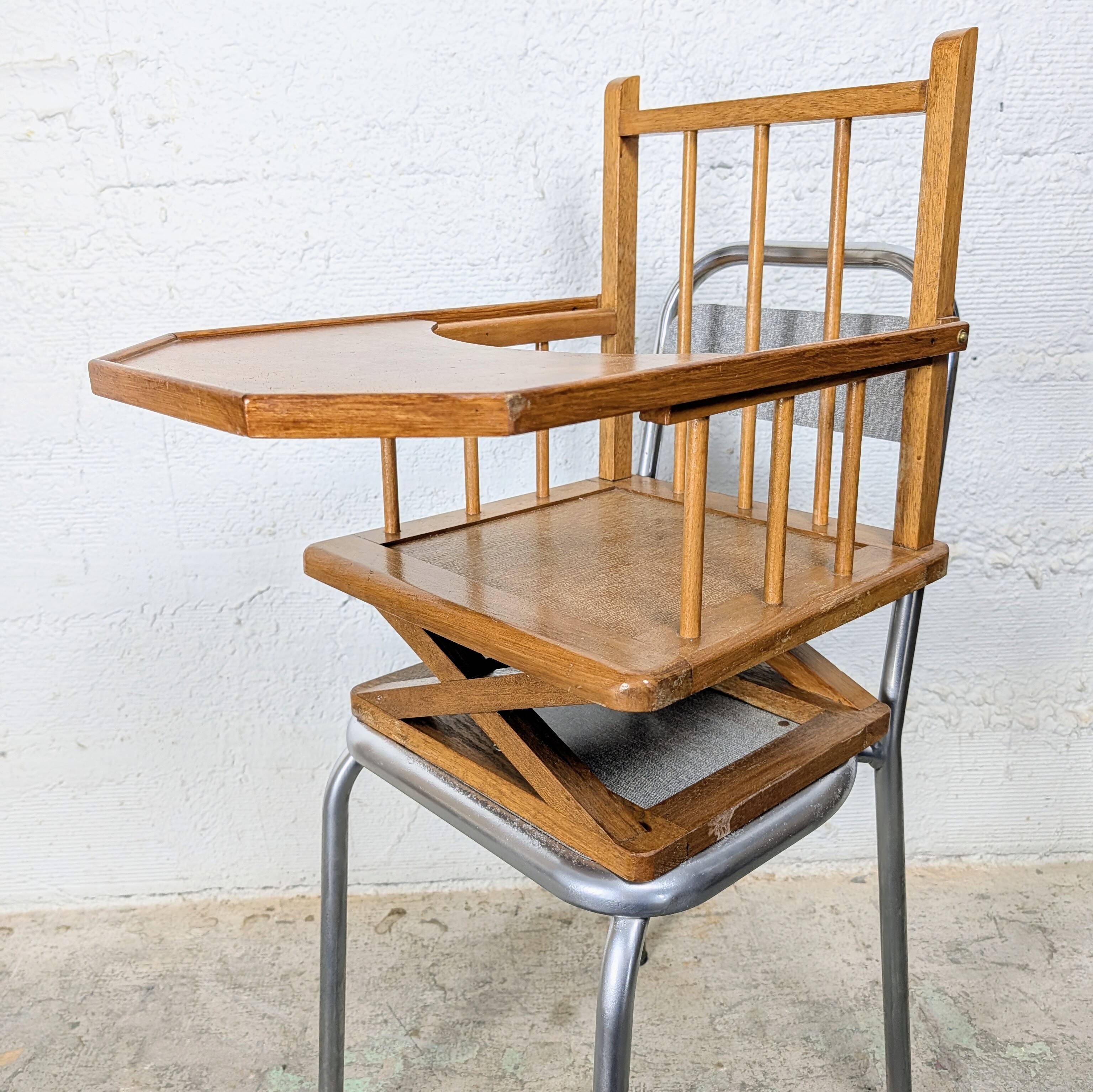 Chaise haute métal et bois