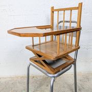 Metal and wood high chair