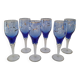 6 verres à pied d'art, bleu cobalt émaillé et doré