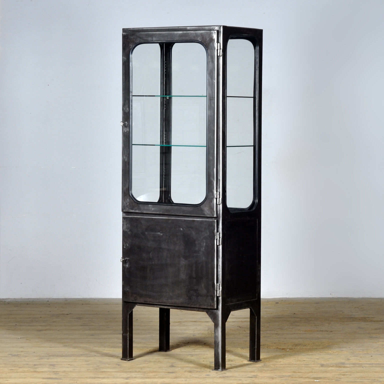 Vintage Iron And Glass Display Cabinet, 1970s