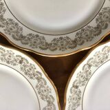 8 white and gold porcelain dessert plates