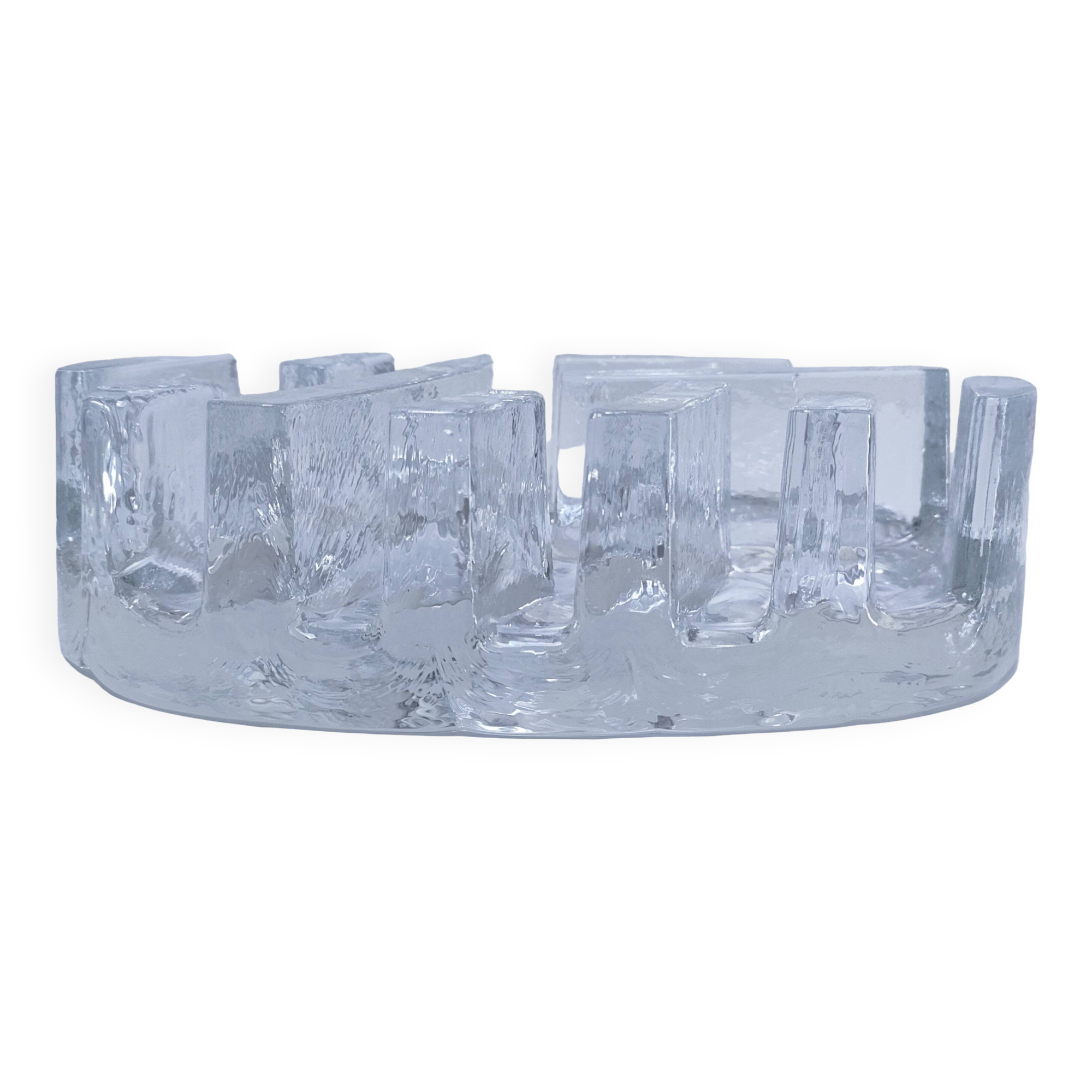 80s design sculptural glass candle holder