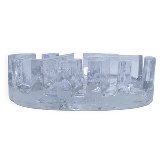 80s design sculptural glass candle holder