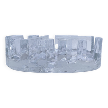 80s design sculptural glass candle holder