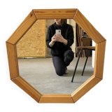 80s hexagonal pine mirror