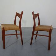 Set of Teak and Paper Cord Dining Chairs by Ejner Larsen for Glyngøre Stolefabrik, 1960s