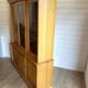 Large vintage display cabinet in solid pine with sliding doors, Country style.