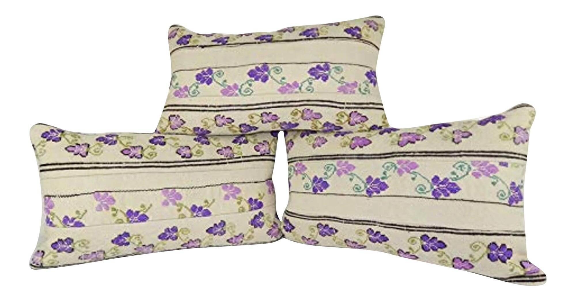 Set of 3 vintage kilim cushion covers 61x36 cm
