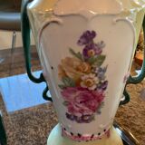 Planter and 2 vases in earthenware decorations flowers