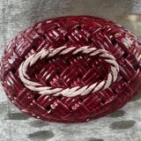 Corbeille, Vide Poche en céramique Tressée Vallauris années 50 L28cm/P20cm
