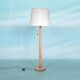 Vintage Swedish wooden floor lamp with pleated shade from the 1960s.