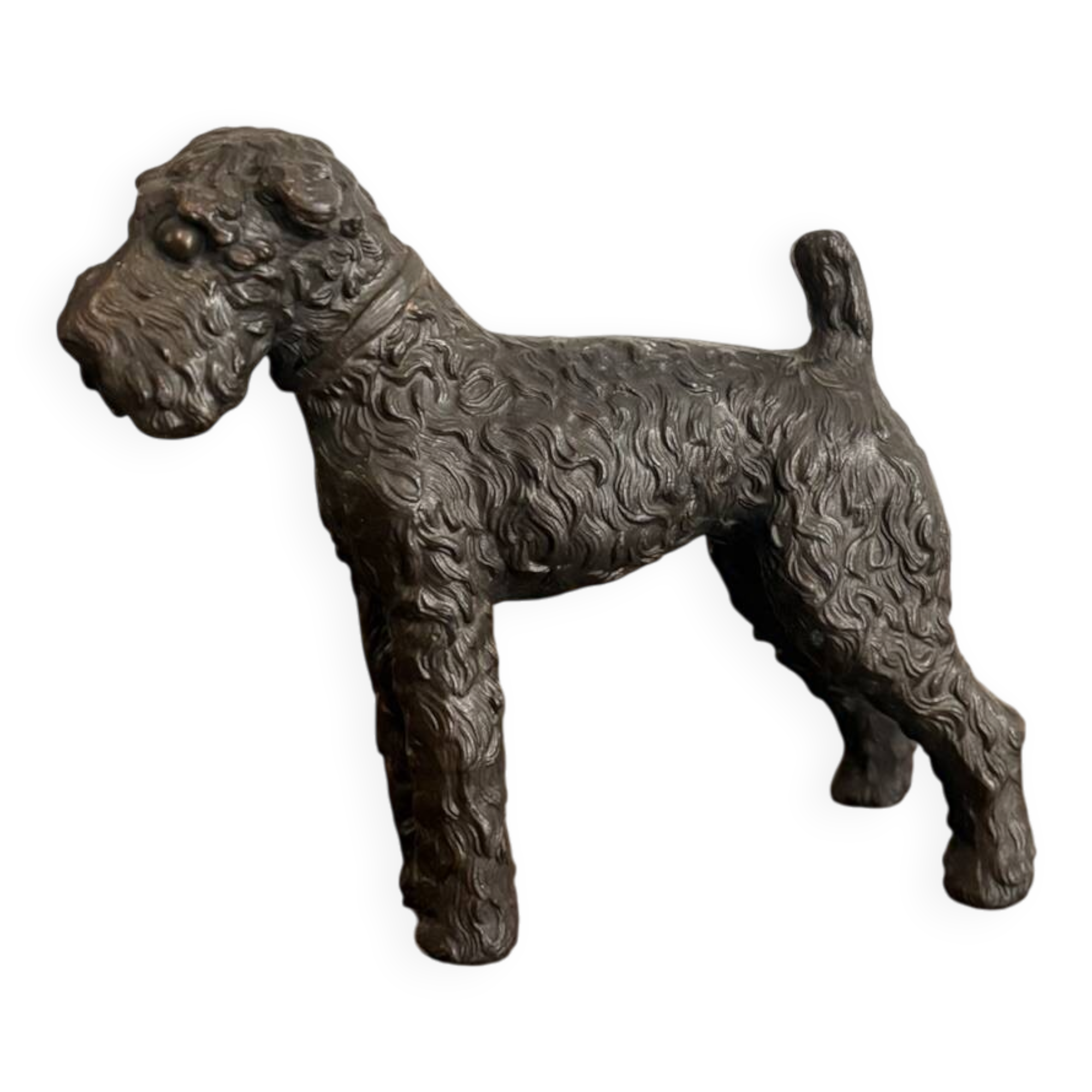 Antique Sculpture Airedale Terrier Welsh Regule Art Deco 1930