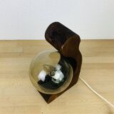 Temde Leucthen brutalist lamp from the 70s, pine and glass globe