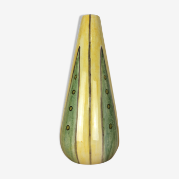 Vase soliflore en céramique jaune et vert