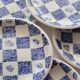 Lot 6 assiettes damier bleu blanche vintage