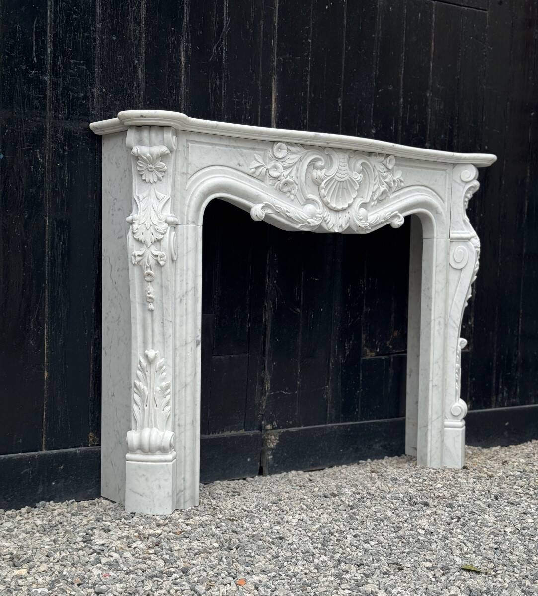 Louis XV style fireplace in Carrara marble circa 1980
