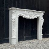 Louis XV style fireplace in Carrara marble circa 1980