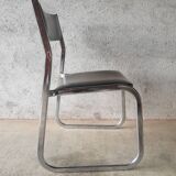 Vintage 70s black skai sled chair