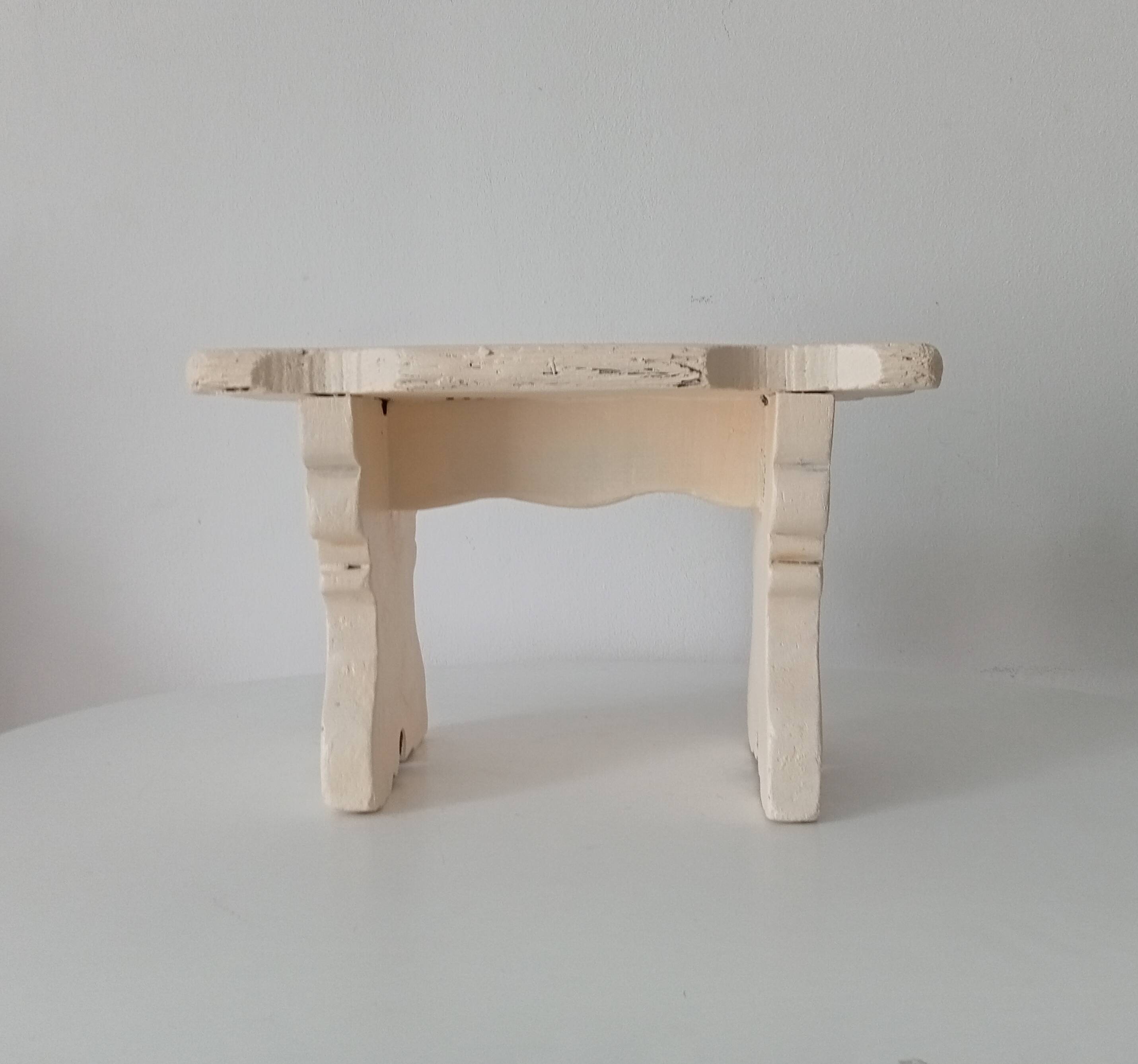 Antique carved solid wood stool