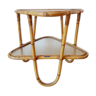 Coffee table with glass shape triangle De Facq top rattan