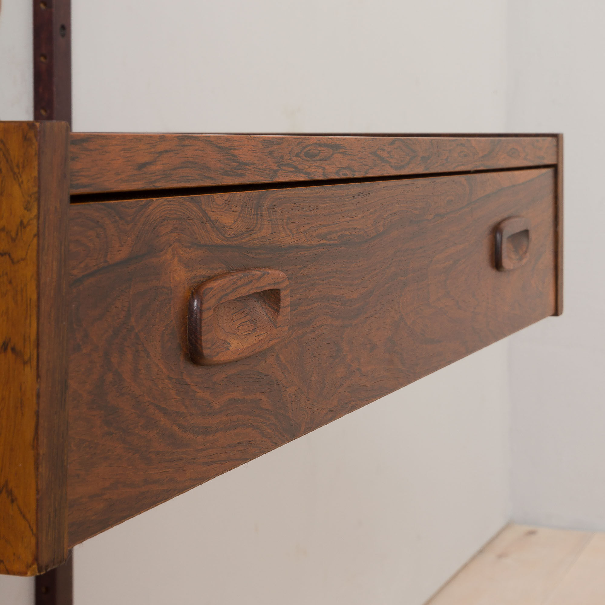 Preben Sorensen Danish mid century rosewood  wall unit with floating desk, PS system,  Randers, 1960