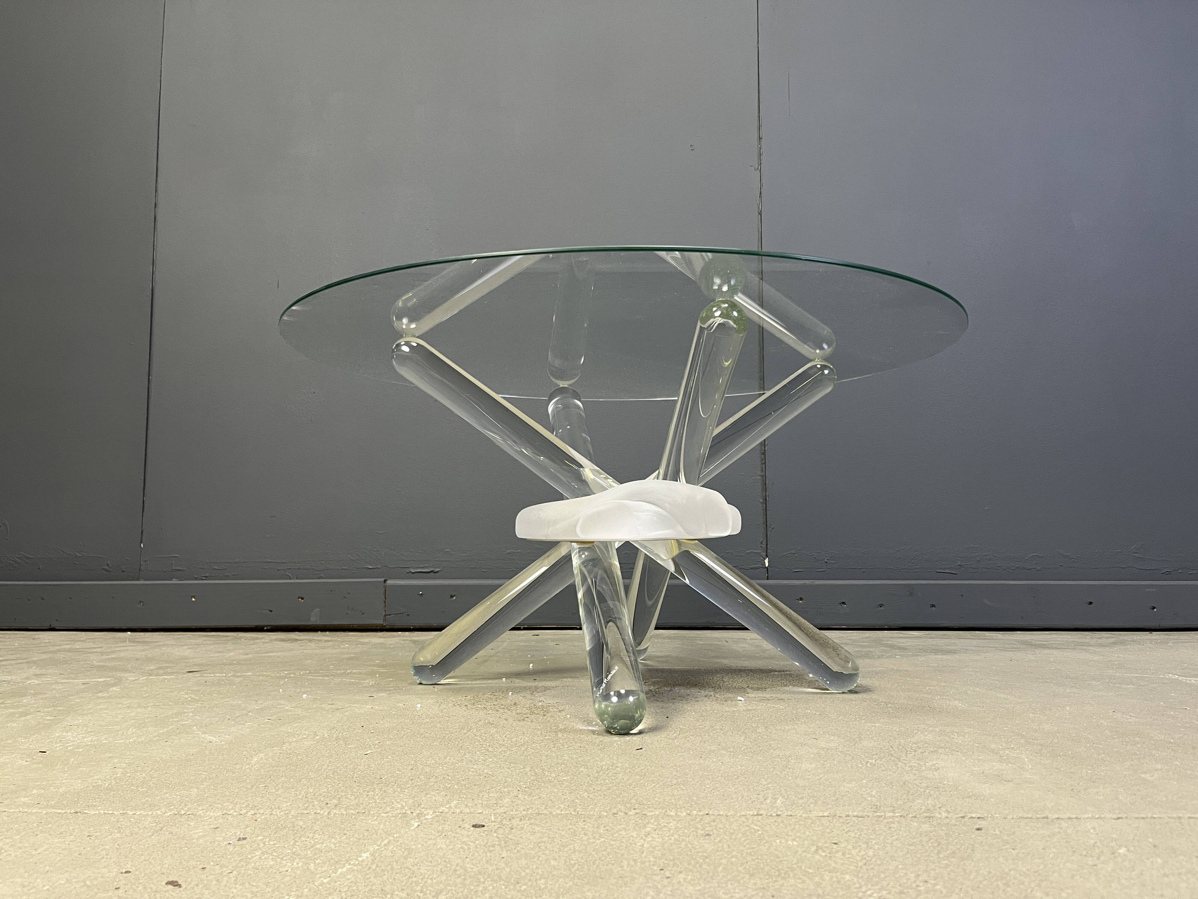 Murano glass arlequin coffee table by Maurice Barilone, 1980s