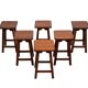 set of 6 Brutalist Solid Oak stools 1970s Holland