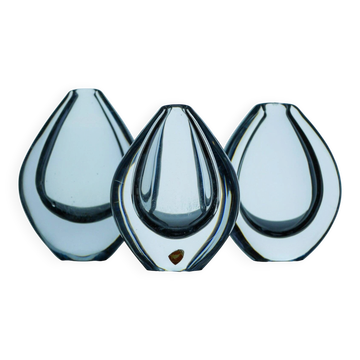 Crystal Lucid Drop Glass Vases by Sven Palmqvist for Orrefors, Sweden, 1950s, set of 3