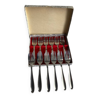 Twelve dessert forks in their box