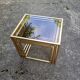 Vintage 1980s gold metal and smoked glass nesting tables