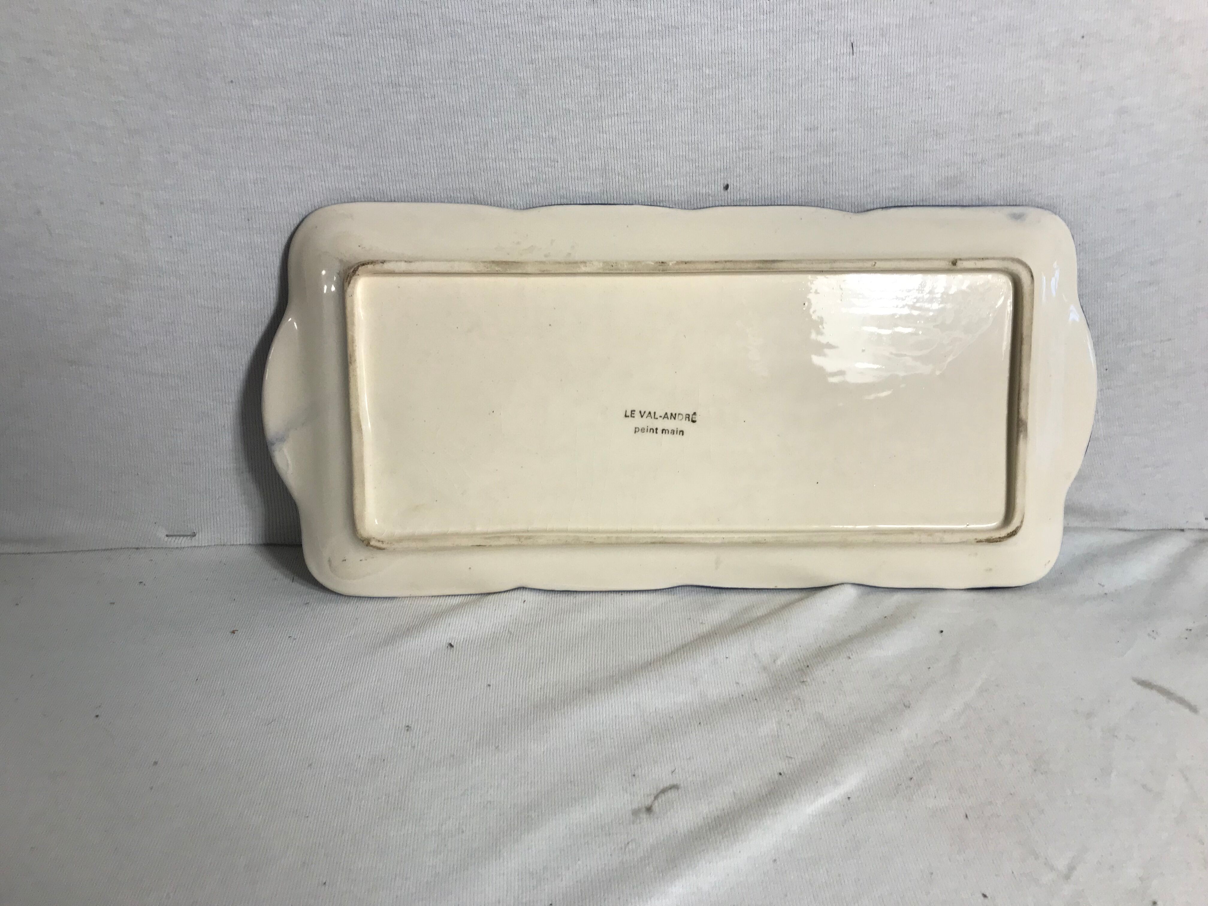 Old quimper pottery dish + drawing the val andré made in france vintage