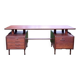 Vintage 1950s teak desk by designer Jacques Hauville.