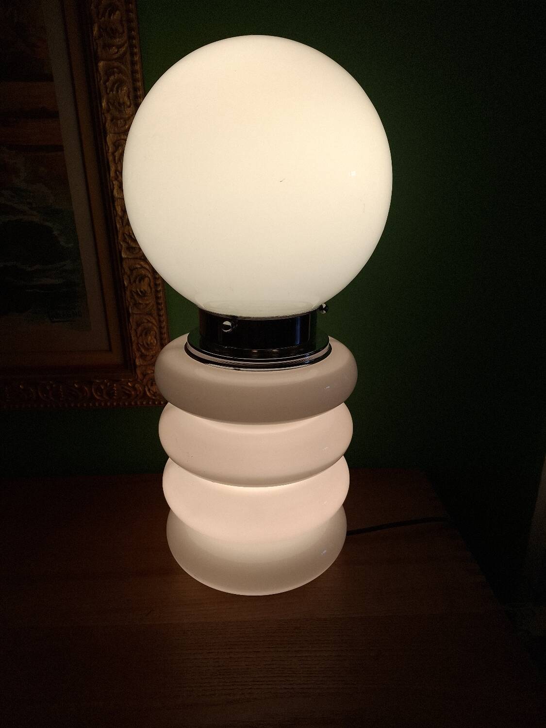 Opaline lamp in Murano glass, Mazzega, Carlos Nason